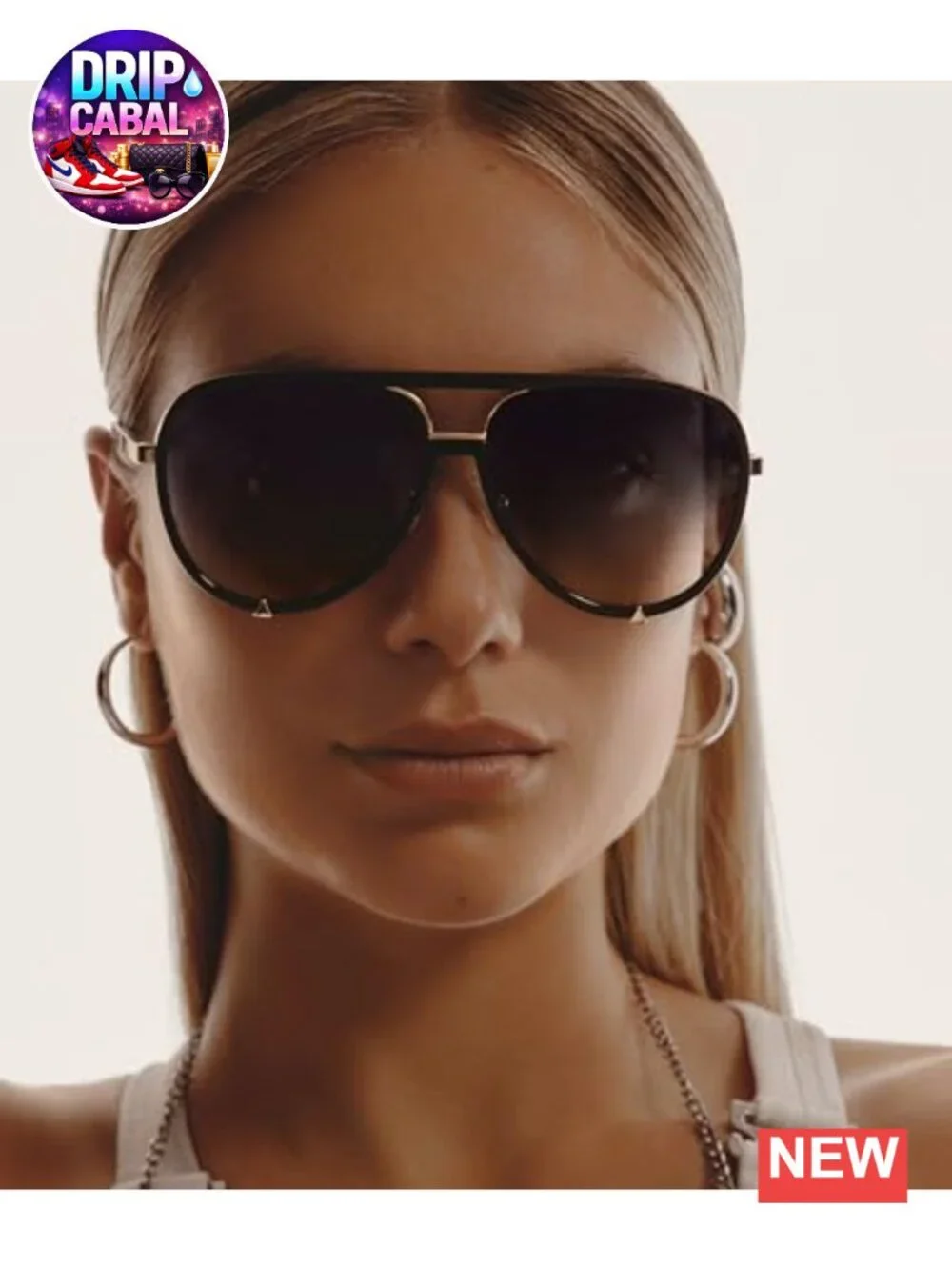 Aviator Sunglasses Oversized Frame UV Protection Built-In Nose Pads Case Cloth